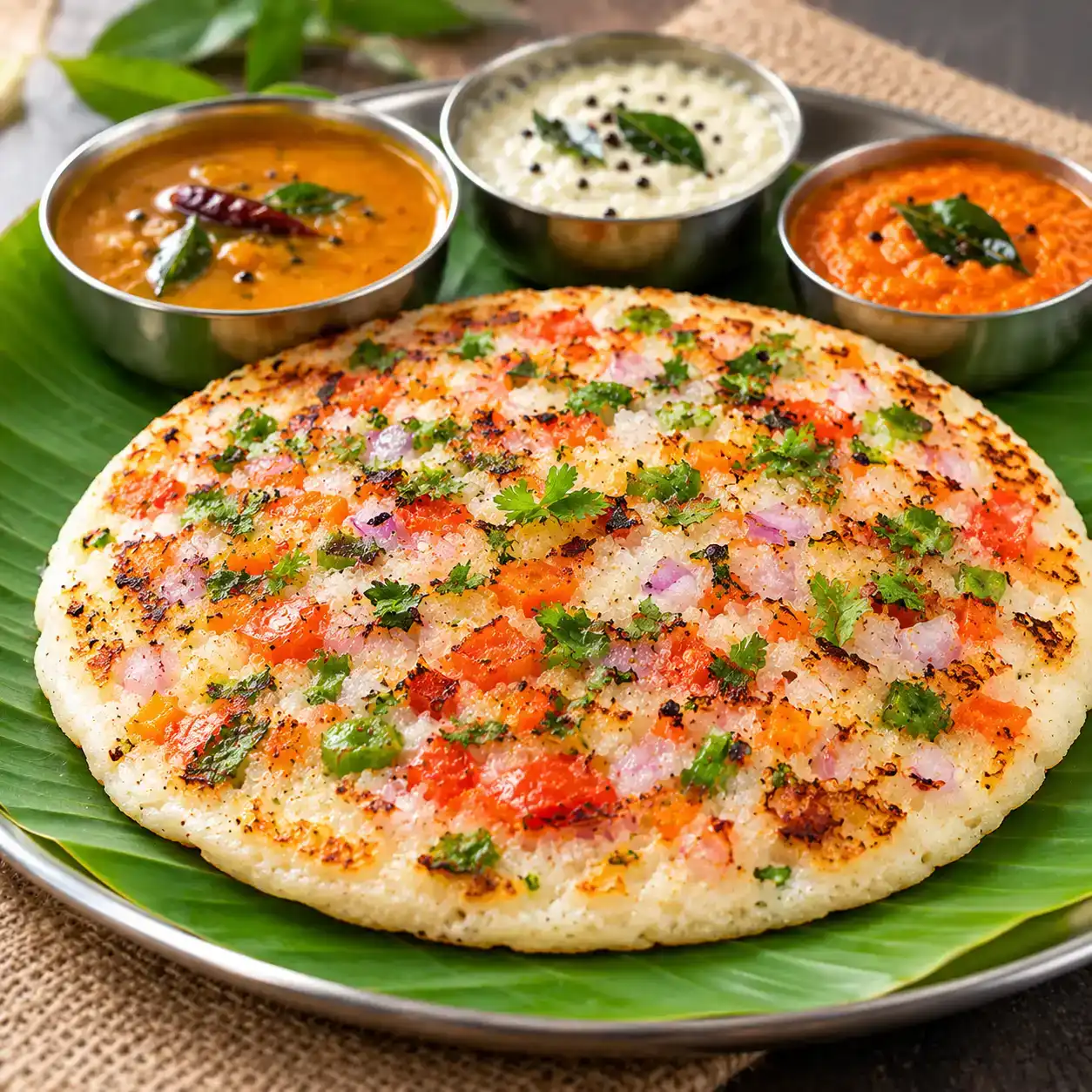 Uthappam 2pcs — Experience the comforting embrace of two golden Uthappams at Apna Bazar - Eatery